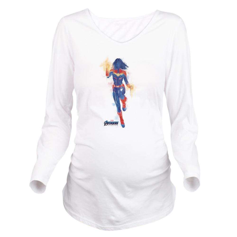 Captain Marvel Long Sleeve Maternity T-Shirt for Pregnant Women | Superhero Graphic Tee | Comfortable Pregnancy Clothes for Moms | Perfect for Casual Wear, Baby Showers & Superhero-Themed Events