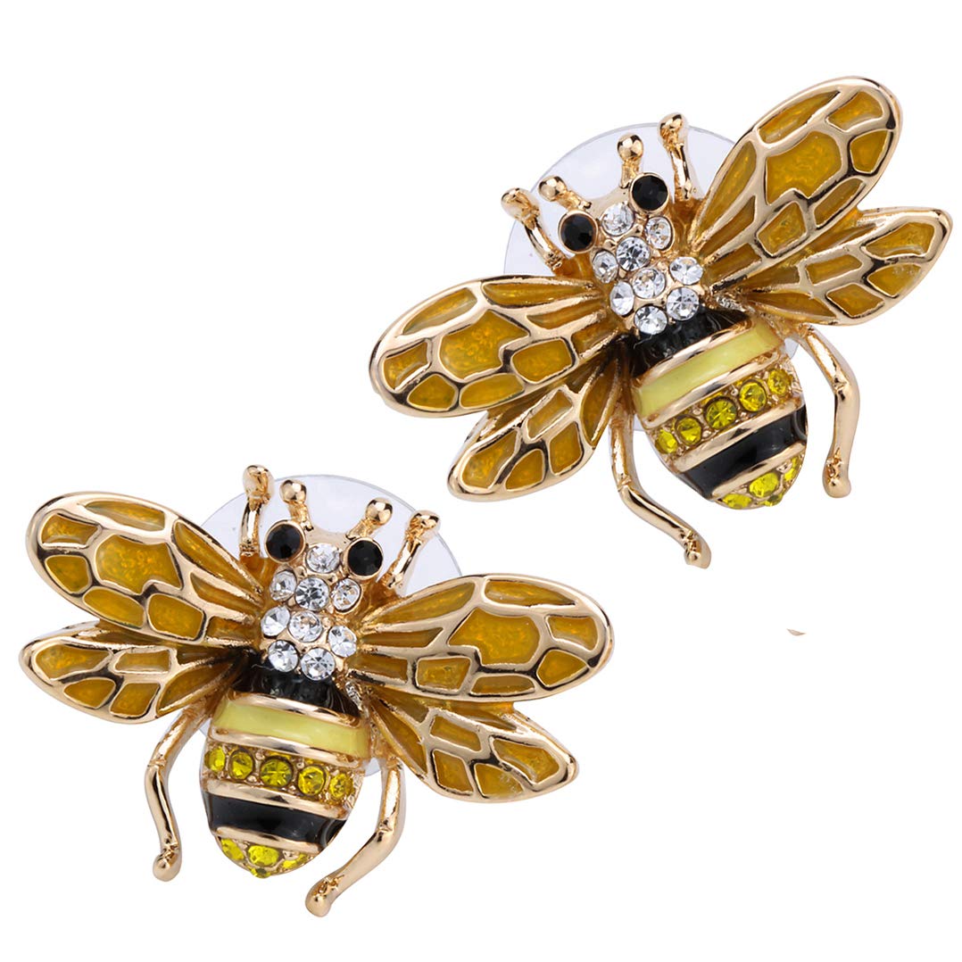 YACQ Honey Bee Stud Earrings for Women | Crystal Jewelry Gift for Teens | Party & Daily Wear