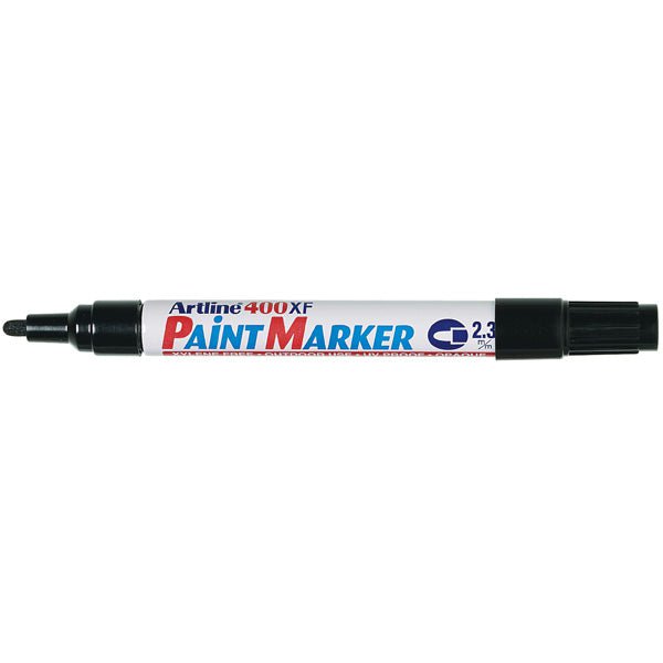 Artline 400 Black Paint Marker - 2.3mm Bullet Tip - Pack of 12 - Permanent Ink for Metal, Glass, Wood, Plastic - Perfect for DIY Projects, Sign Making & Industrial Labeling