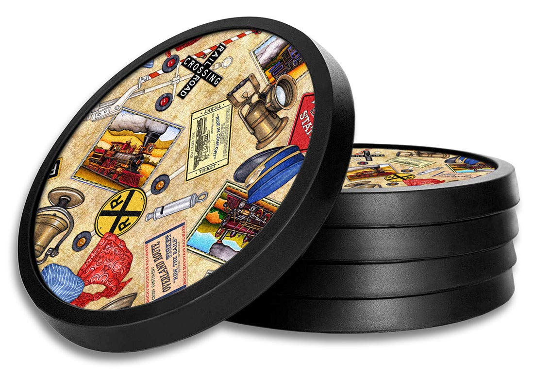 Non-Slip Silicone Drink Coasters with Removable Absorbent Felt Pads - Set of 4 Engineer Hat Design (Tan) - Perfect for Home, Office & Bar Use - Image by Dan Morris