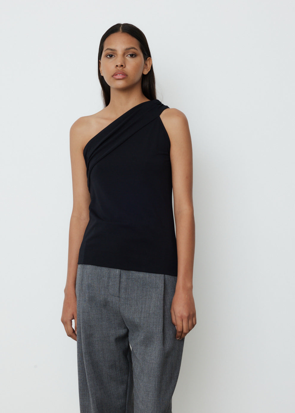 Stylish 0057 One Shoulder Draped T-Shirt for Women - Trendy Asymmetrical Top for Casual Wear, Night Out & Summer Fashion