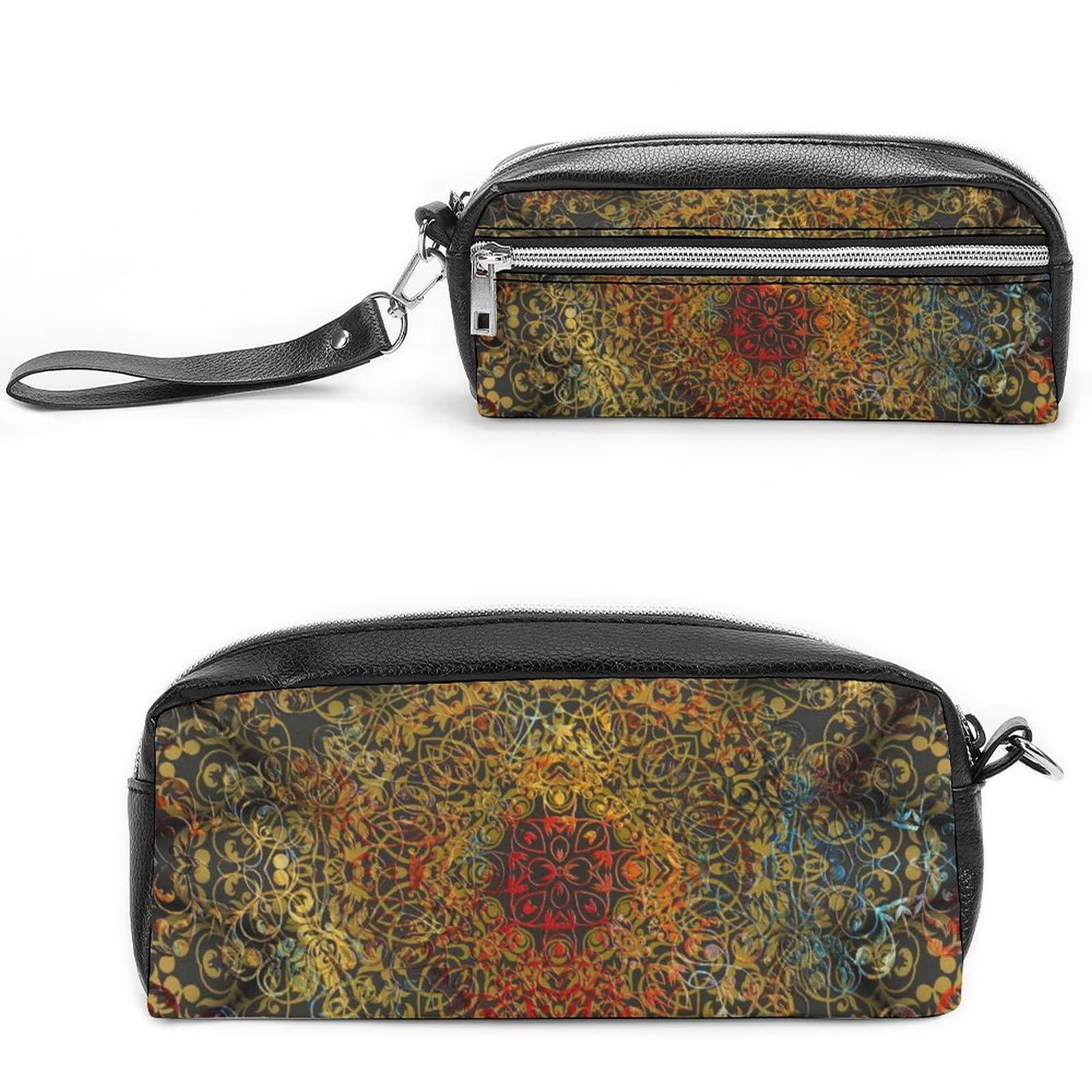Mandala Indian Flower Pencil Case - Makeup Bag & Travel Organizer for Women & Girls - School & Office Use