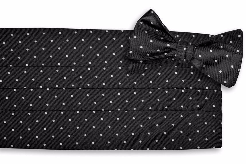 Black Dot Cummerbund Set for Men - Formal Waistband Accessory | Perfect for Tuxedos, Weddings & Prom | Adjustable & Stylish Design