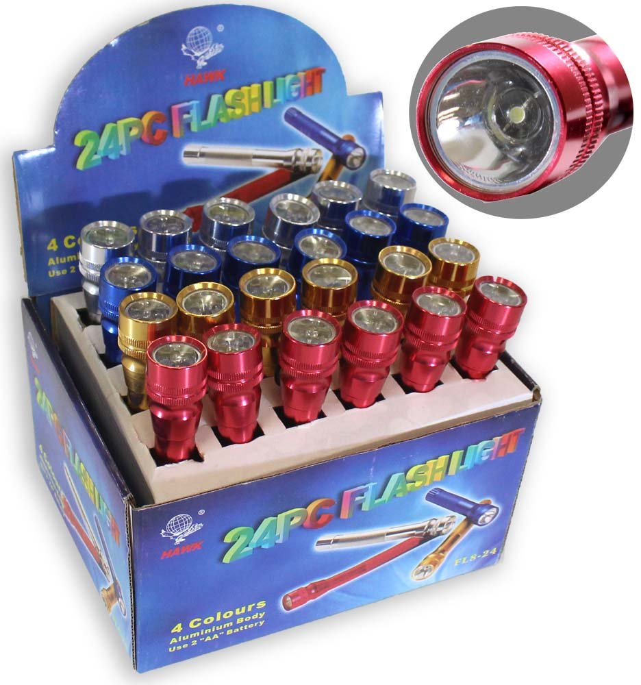 24-Piece Brightly Colored Aluminum Flashlight Set - 6.25