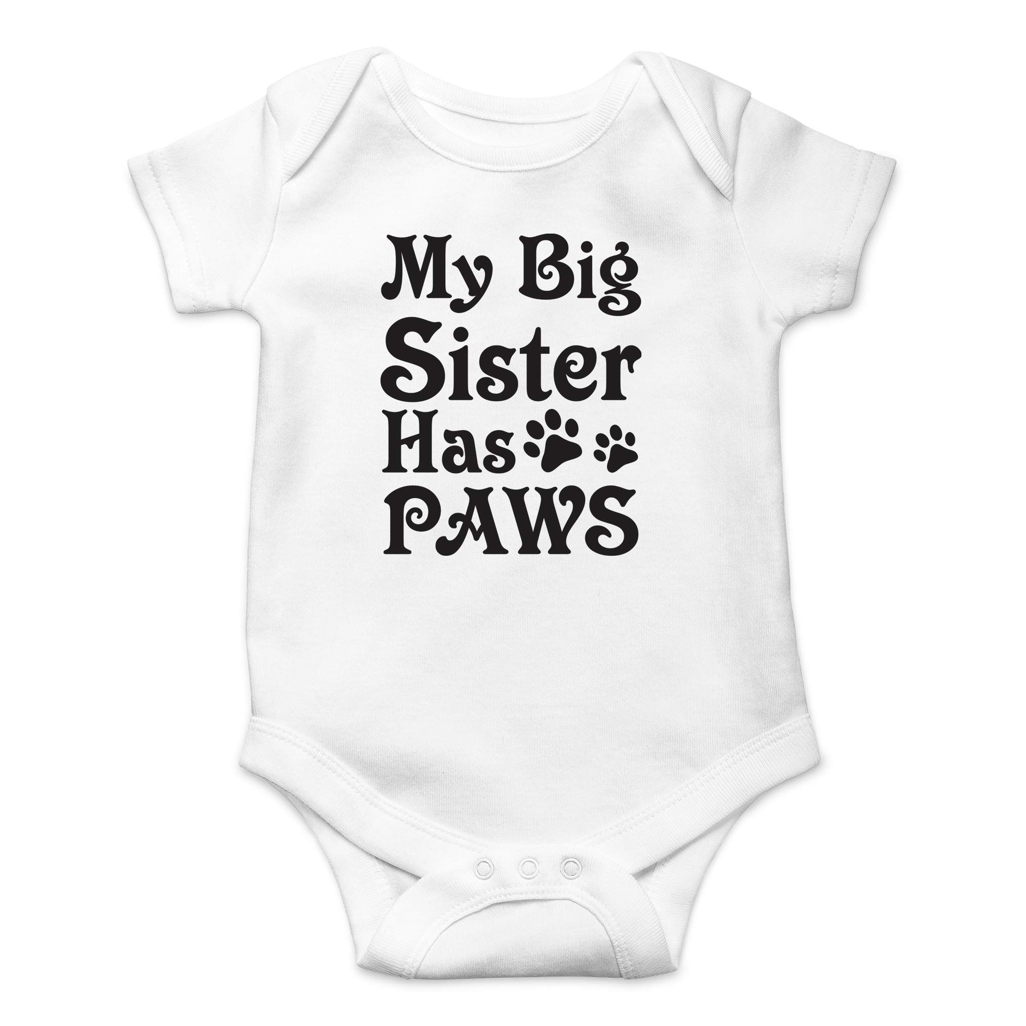 My Big Sister Has Paws Baby Bodysuit - Cute Funny Animal Print Romper for Newborn Girls & Boys | AW Fashions | Perfect for Sibling Matching, Pet Lovers & Photo Shoots
