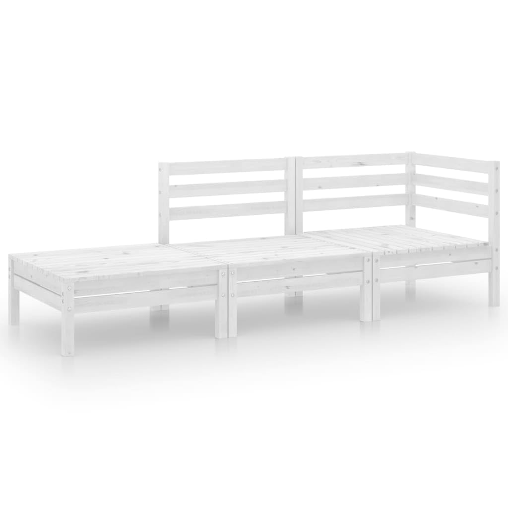 vidaXL Retro Style Patio Lounge Set - 3 Piece Outdoor Furniture in Solid Pine Wood with Sofa, Corner Sofa & Footstool | White Garden Furniture for Backyard, Poolside & Patio Relaxation