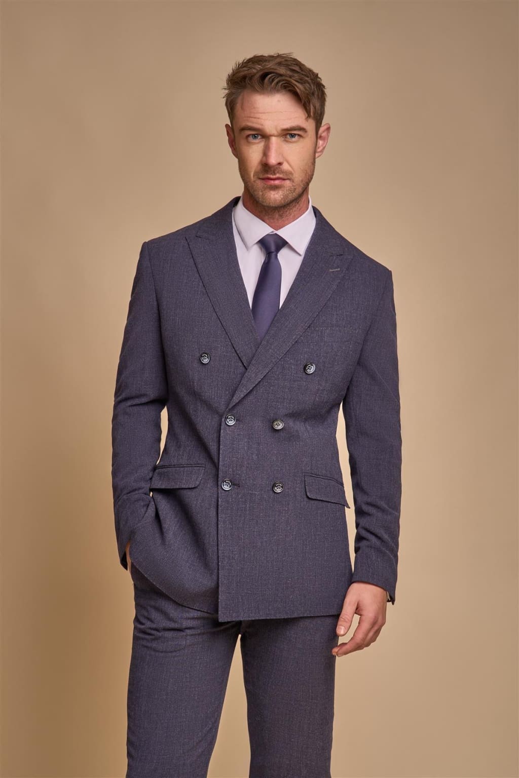 Cavani Tokyo Navy Blue Double Breasted Blazer for Men - Premium Slim Fit Business Suit Jacket - Perfect for Office, Weddings & Formal Events