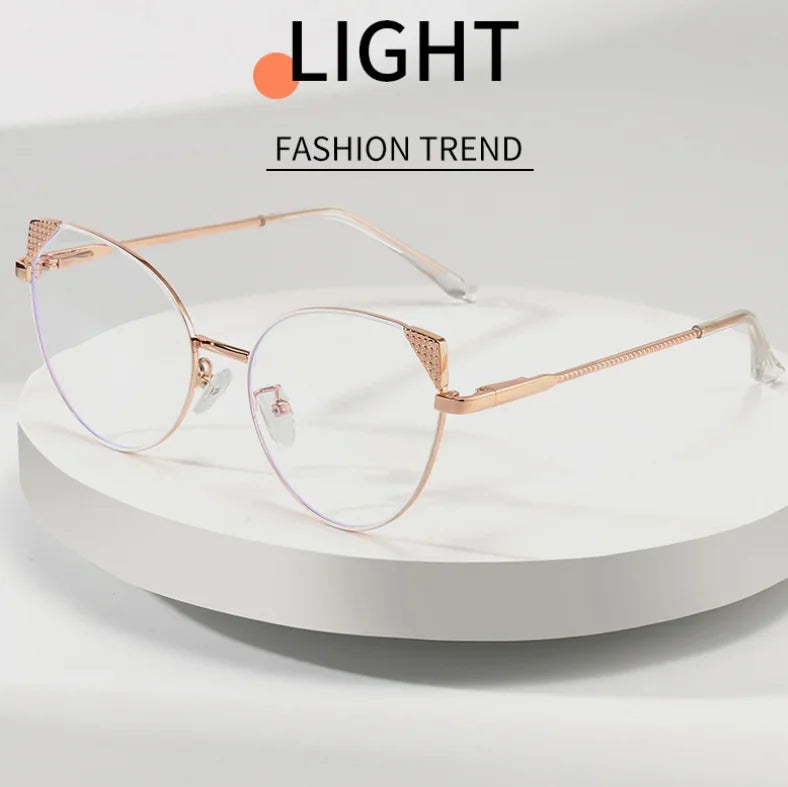 Stylish Aror Women's Oval Cat Eye Glasses - Full Rim Metal Frame Eyewear (Model 13315) for Work, Reading & Fashion Accessories