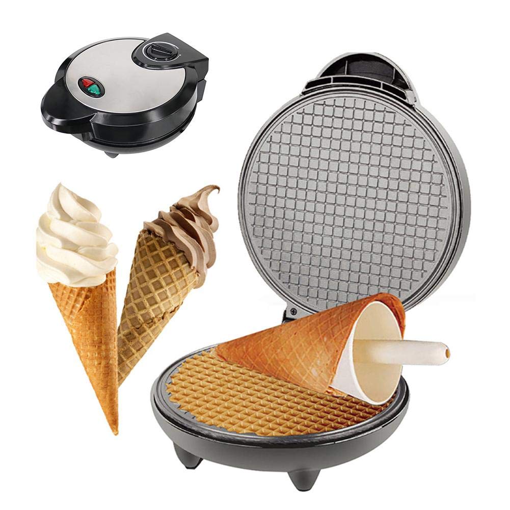 Wood.L Electric Waffle Cone Maker - Nonstick Ice Cream Cone Machine & Dessert Baker for Homemade Egg Rolls, Perfect Kitchen Cooking Gift for Birthday & Housewarming (Ideal for Parties, Ice Cream Shops & Home Baking)