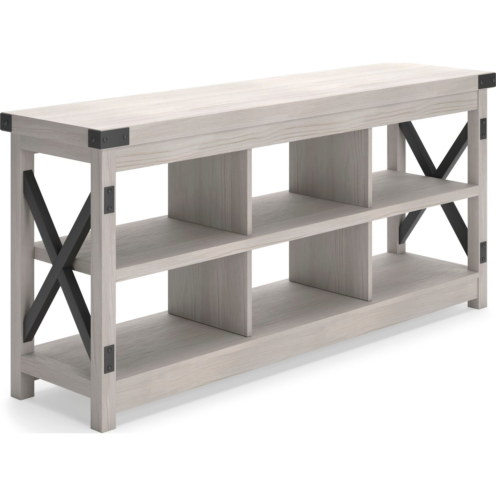 Bayflynn Modern TV Stand for Living Room - White & Black Entertainment Center with Storage Shelves | Perfect for Flat Screen TVs, Gaming Consoles & Media Storage