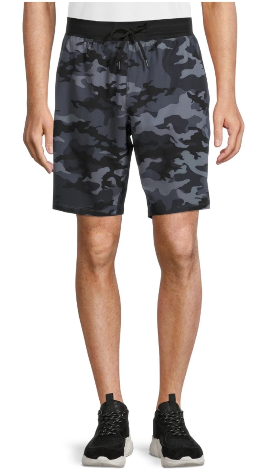 Russell Men's Active Woven Tech Shorts - Rich Black Camo Print Quick-Dry Workout Shorts for Gym, Running & Outdoor Activities
