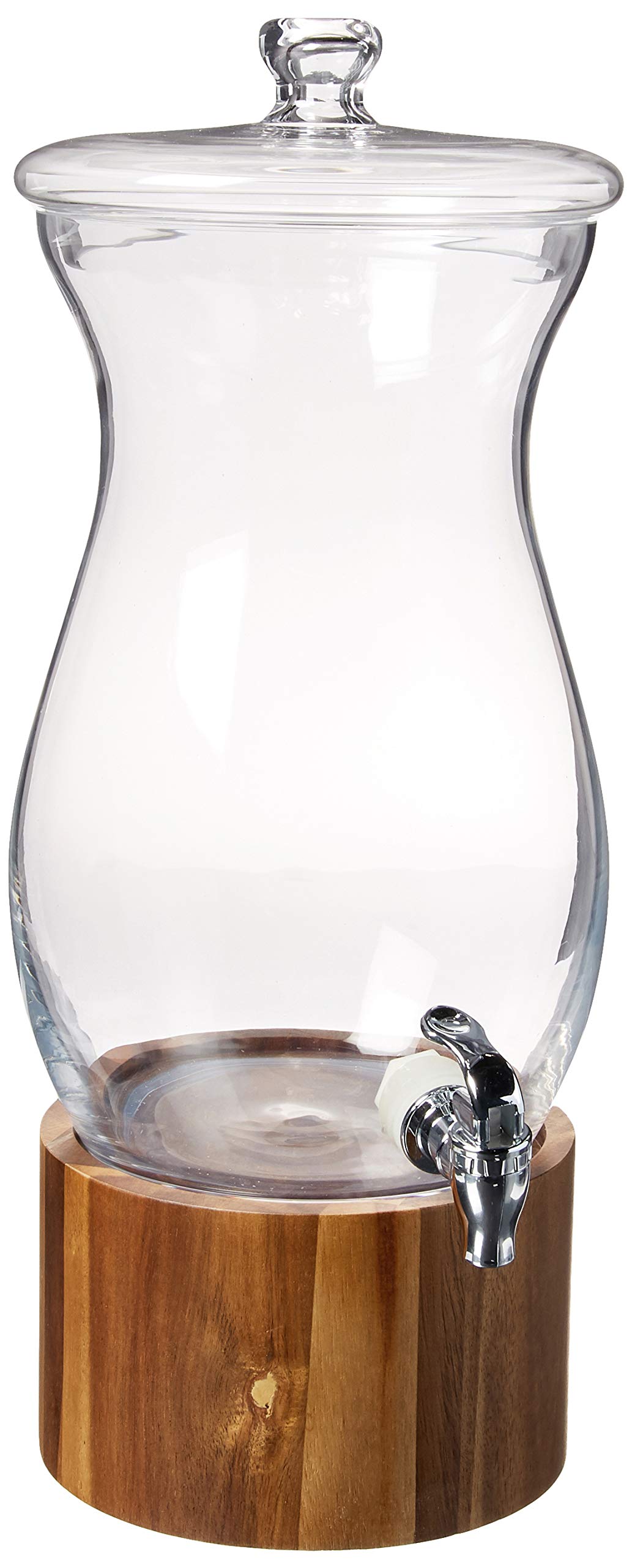 Style Setter 210767 Madera 1.6 Gallon Clear Beverage Dispenser with Wood Base - Perfect for Parties, Weddings & Outdoor Gatherings
