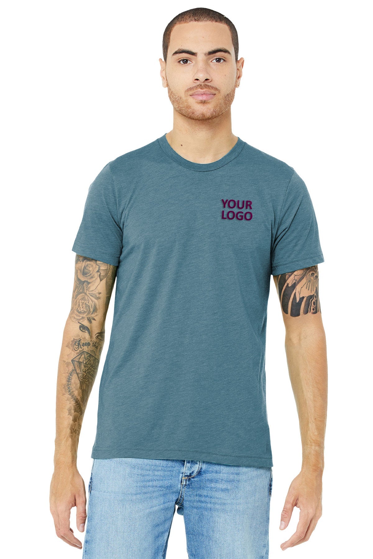 Bella Canvas Unisex Triblend T-Shirt - Soft Comfortable Denim Blue Crew Neck Tee for Men & Women | Perfect for Casual Wear, Layering & Everyday Outfits