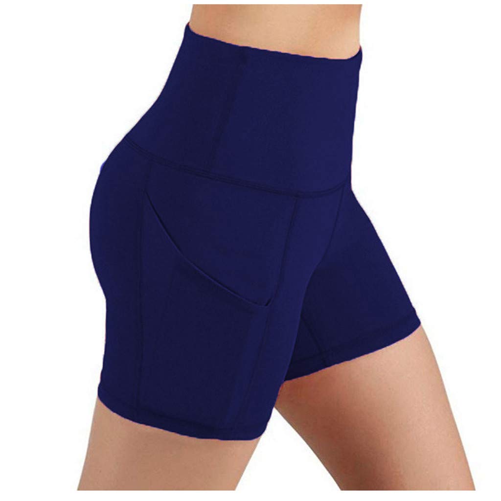 Jeeke Women's High Waisted Running Shorts - Plus Size Yoga Workout Shorts with Tummy Control & Pockets | Casual Athletic Leggings for Gym, Jogging & Everyday Wear