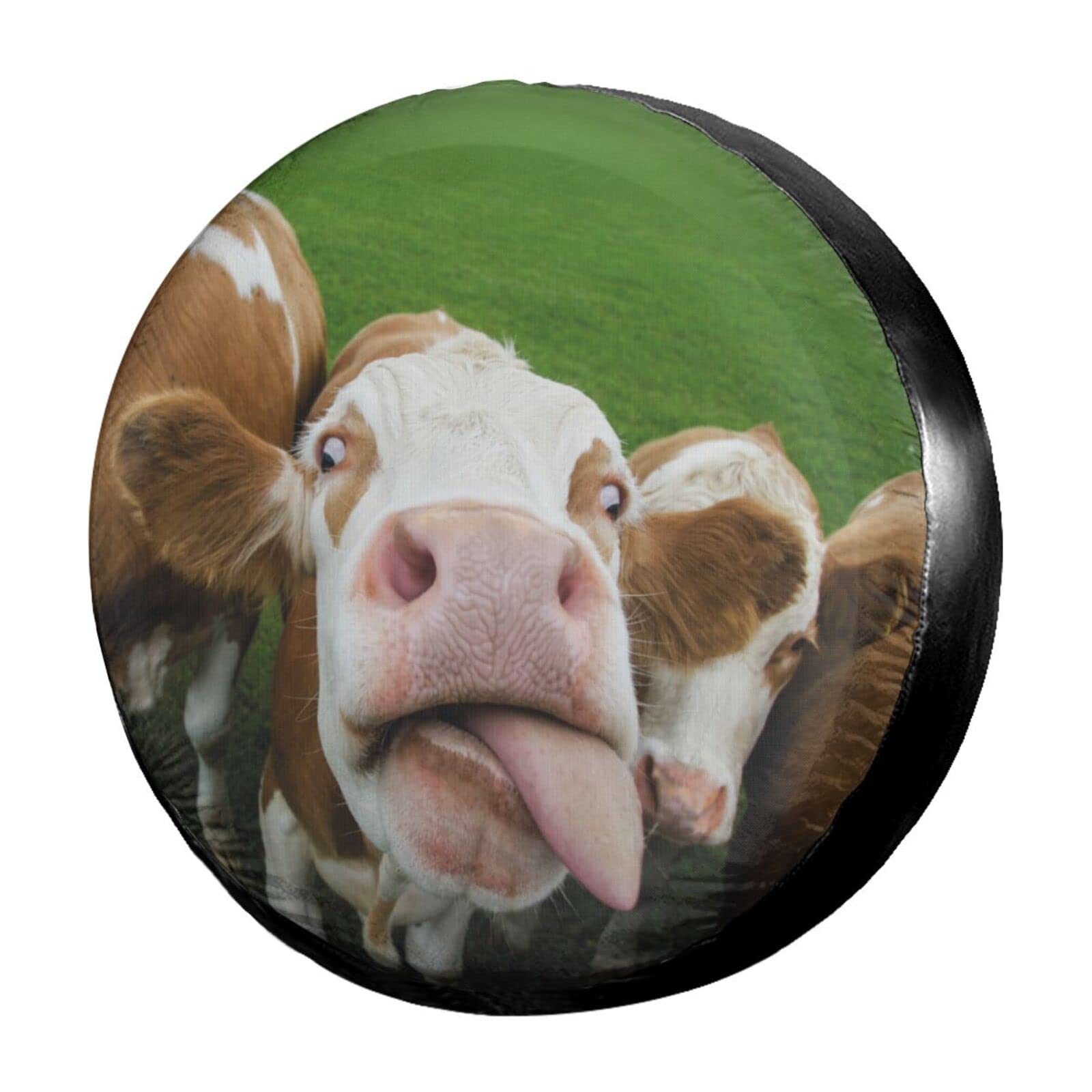 Funny Cow Print Spare Tire Cover - 16 Inch Dust-Proof Wheel Protector for Trailers, RVs, SUVs & Vehicles | Perfect for Camping, Road Trips & Outdoor Adventures
