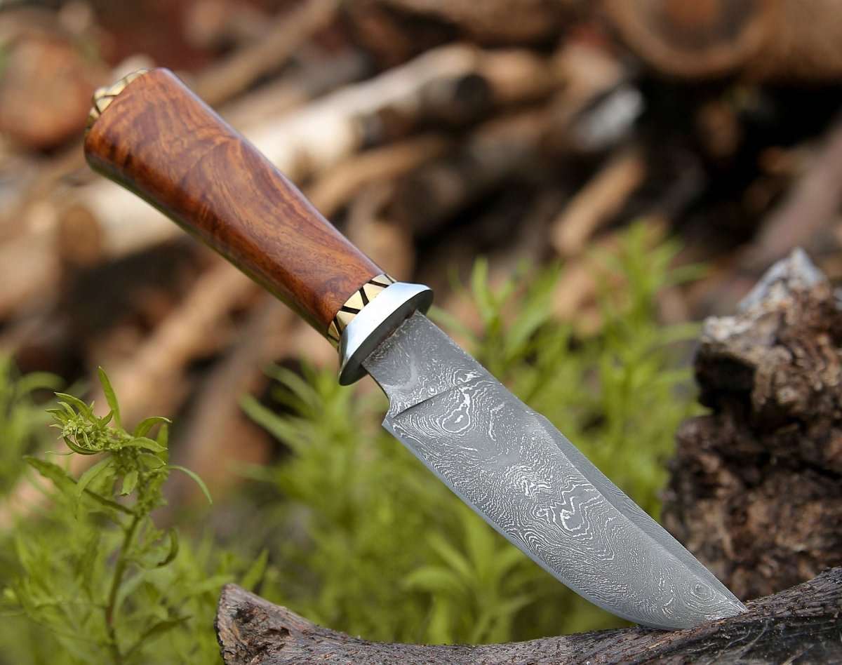 Premium Damascus Steel Hunting Knife - Holy Defender with Exotic Rosewood Handle - Perfect for Outdoor Adventures, Camping & Survival Gear