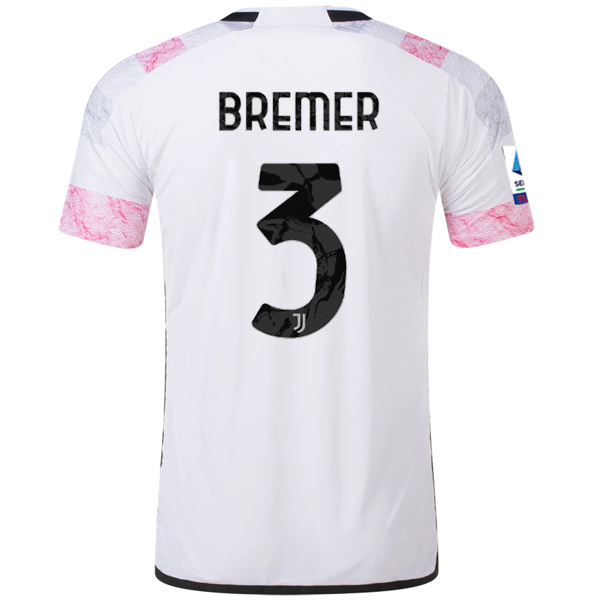 Adidas Juventus Authentic Bremer Away Jersey 23/24 - Official Serie A Patch - White Soccer Jersey for Men - Perfect for Matchdays, Training & Fan Support