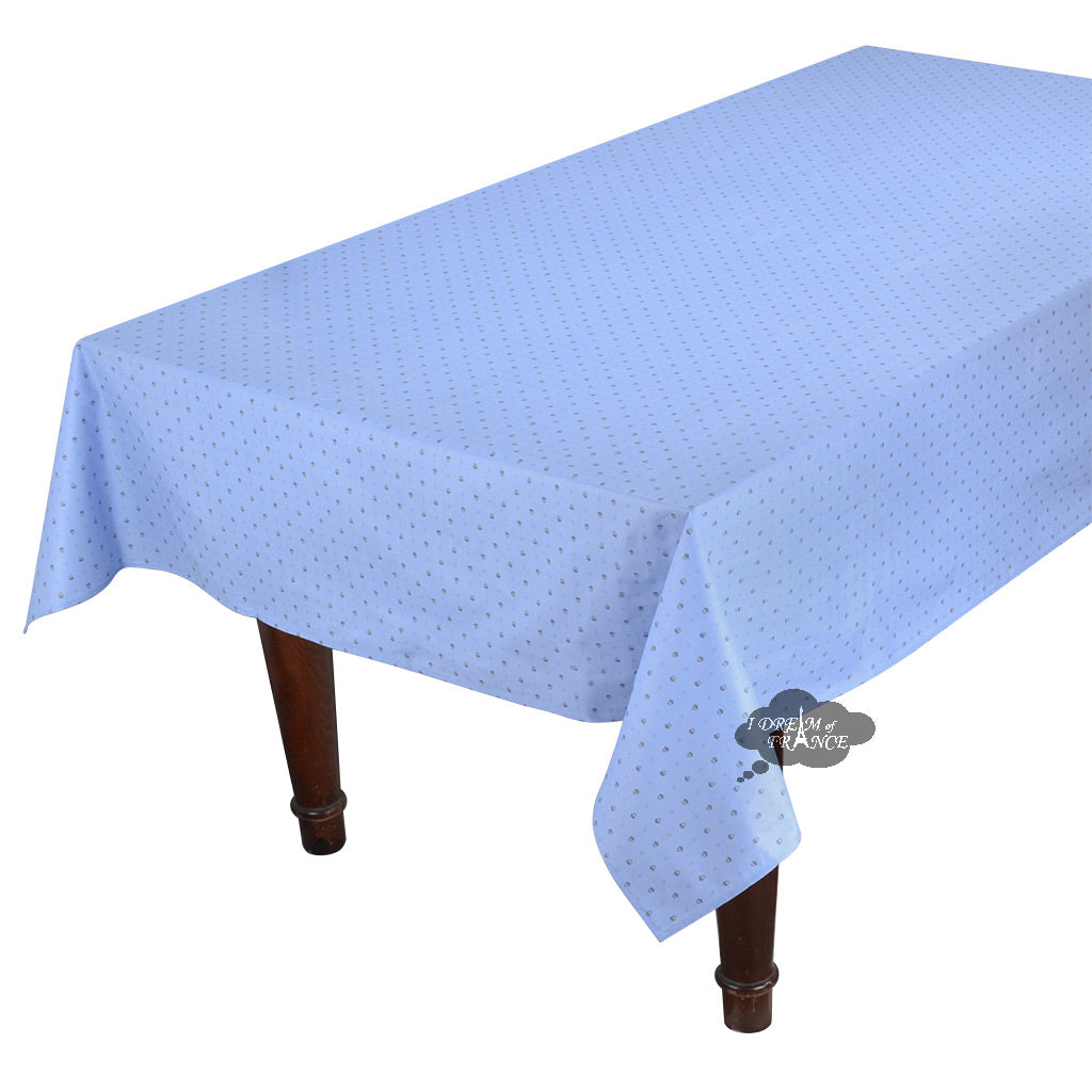 60x96 Inch Lavender Blue Acrylic Coated Cotton Tablecloth - Waterproof & Stain Resistant Rectangular Dining Table Cover by Tissus Toselli - Perfect for Weddings, Parties & Everyday Dining