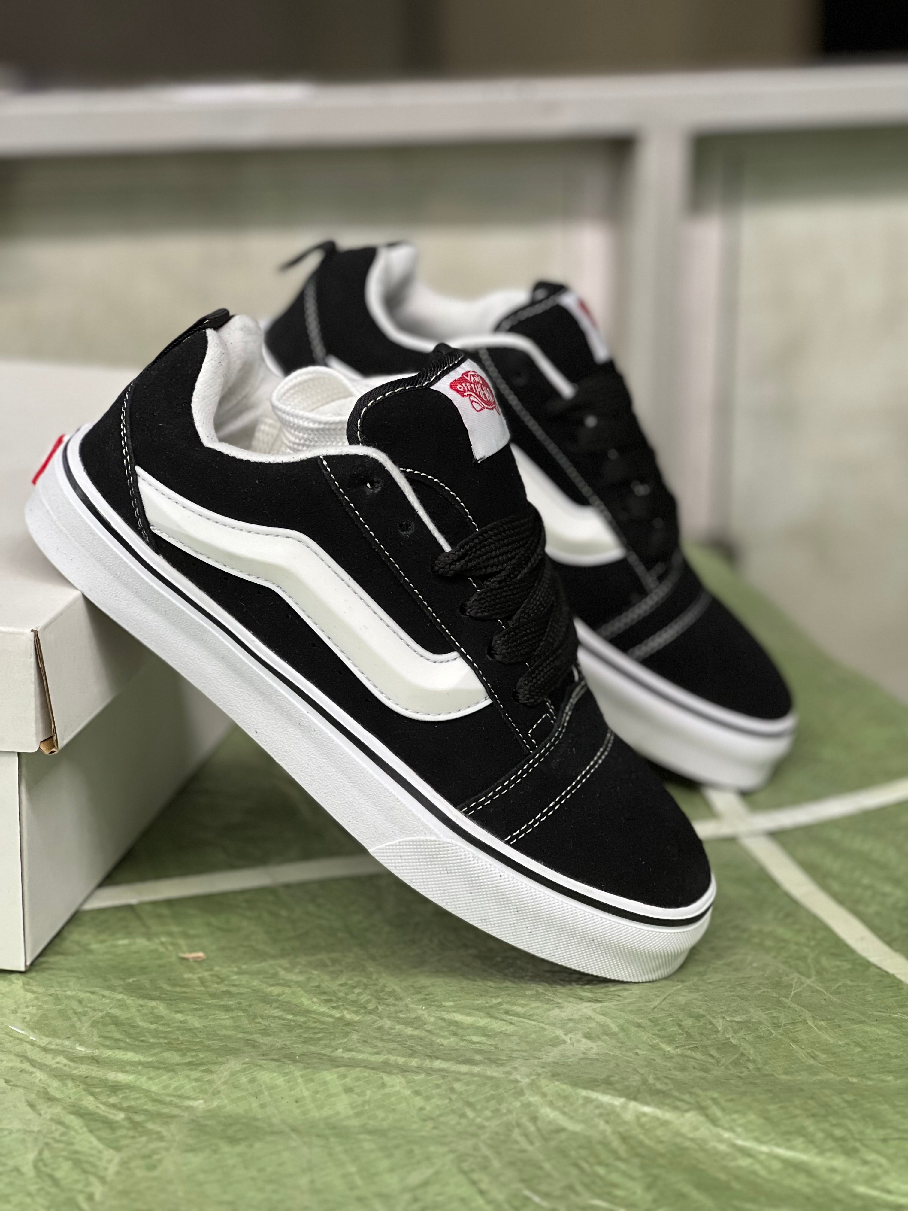 VANS KNU SKOOL Sneakers for Men & Women - Classic Black & White Skate Shoes | Comfortable & Durable for Casual Wear, Street Style & Skateboarding