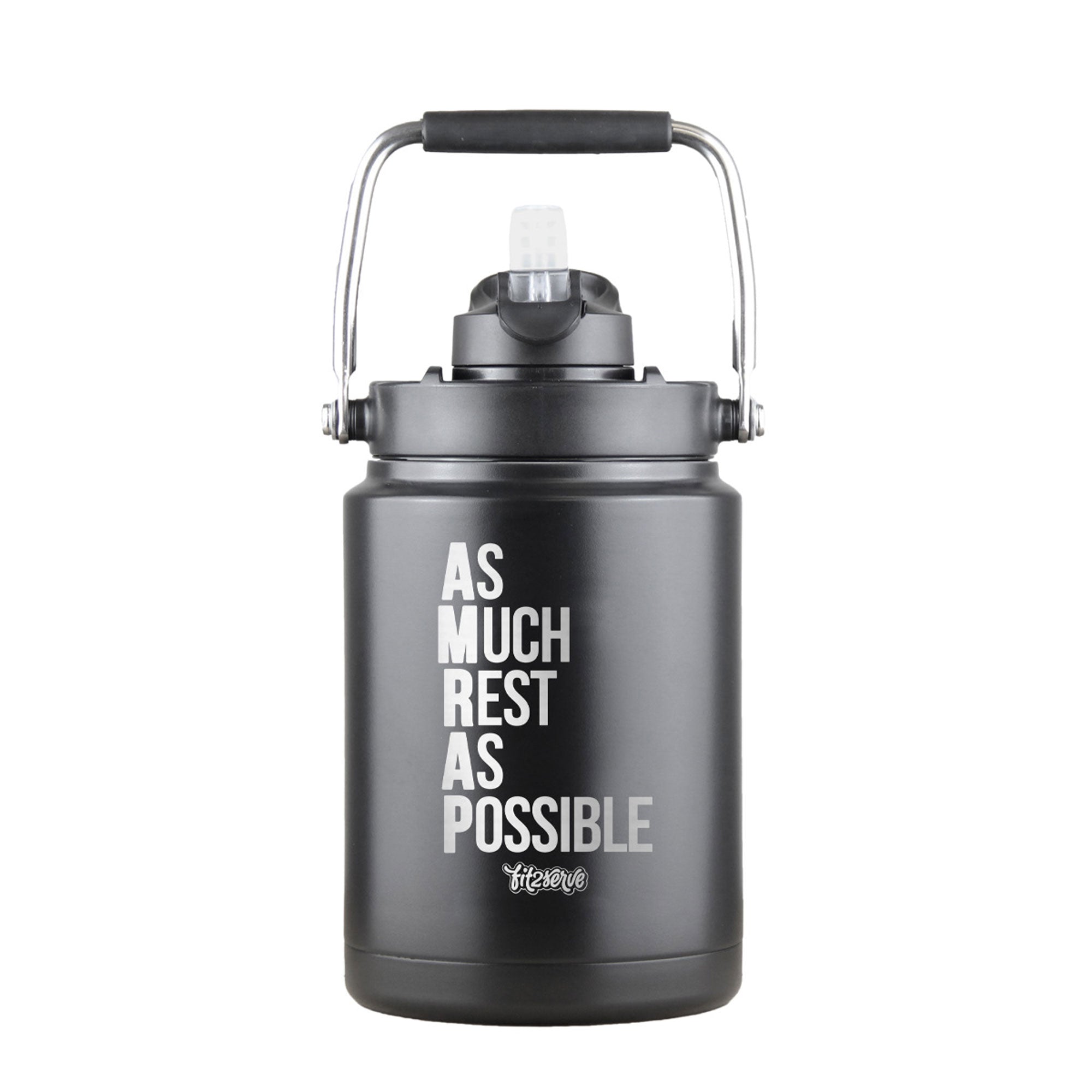 FIT2SERVE Custom Half Gallon Water Jug - Insulated Stainless Steel Wide Mouth Bottle for Gym, Hiking & Outdoor Activities - Keep Drinks Cold/Hot 24 Hours - BPA Free Leakproof Design