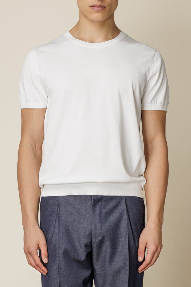 Soft & Breathable Knitted Cotton T-Shirt for Men & Women - Off White Casual Tee for Everyday Wear, Outfits & Layering