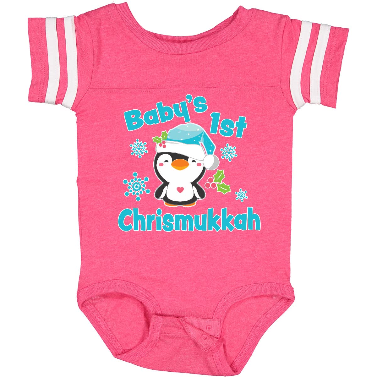 Inktastic Baby's 1st Chrismukkah Bodysuit - Adorable Penguin Design for Infants - Perfect for Holiday Celebrations, Family Photos & First Christmas Hanukkah Gifts