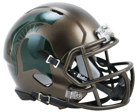 Michigan State Spartans 2015 Bronze Riddell Speed Mini Helmet - Collectible Football Memorabilia for Fans, Office Decor, and Sports Enthusiasts