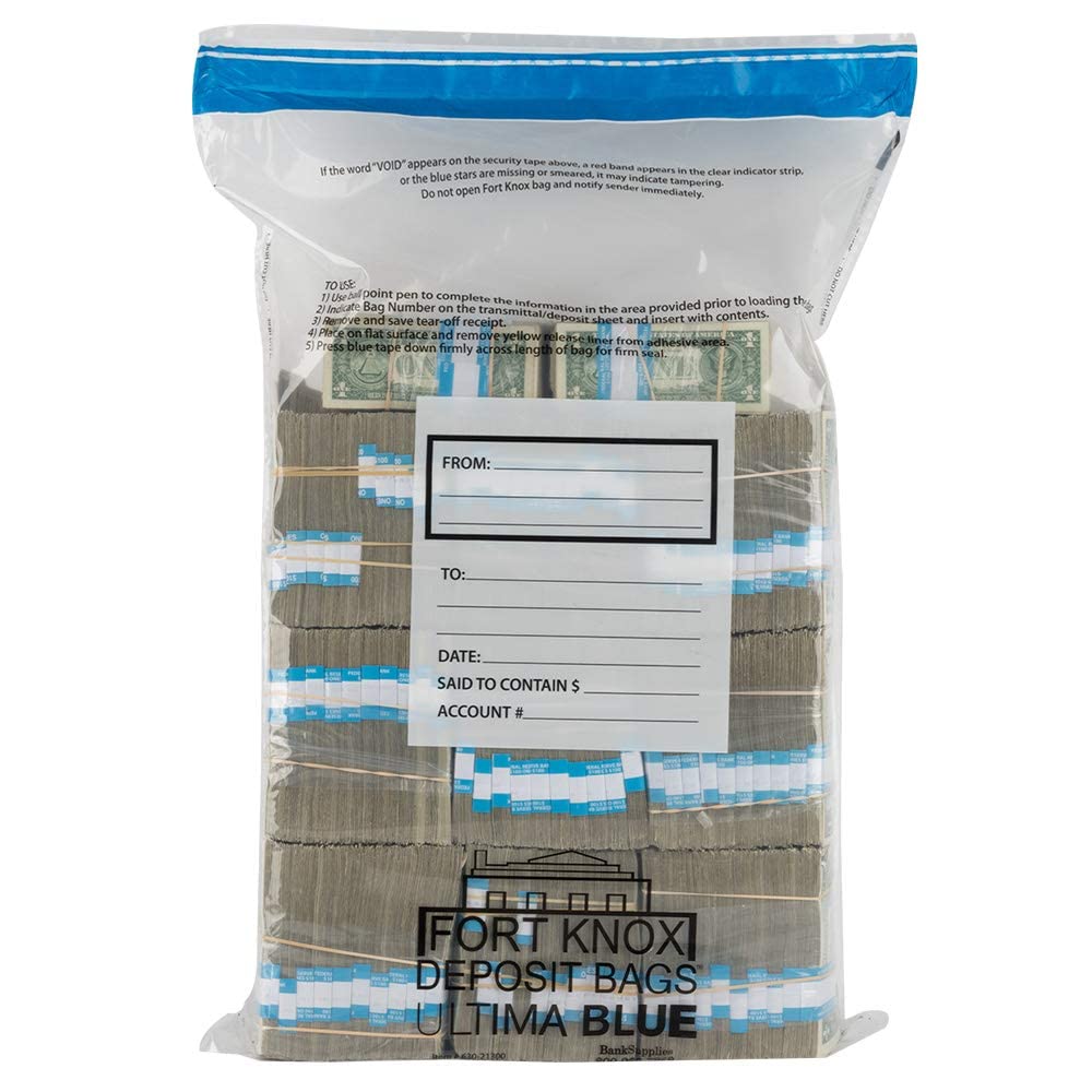 BankSupplies Ultima Blue Clear Cash Transmittal Bags 21