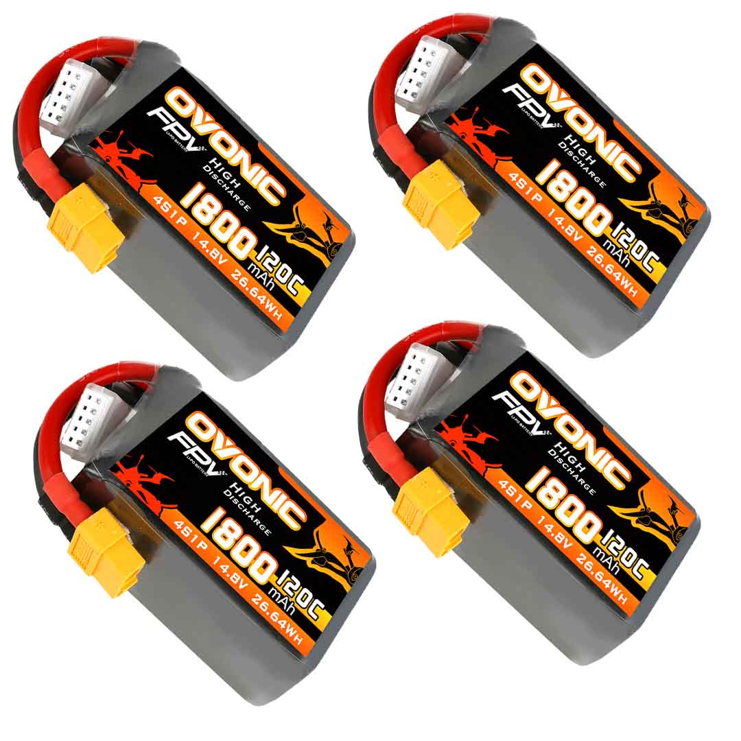 Ovonic 4S 14.8V 1800mAh 120C LiPo Battery Pack with XT60 Plug - High Performance Battery for 5-6 Inch FPV Racing Drones, Freestyle and Long Range FPV Drones - Perfect for Competitive Racing, Aerial Stunts and Extended Flight Time