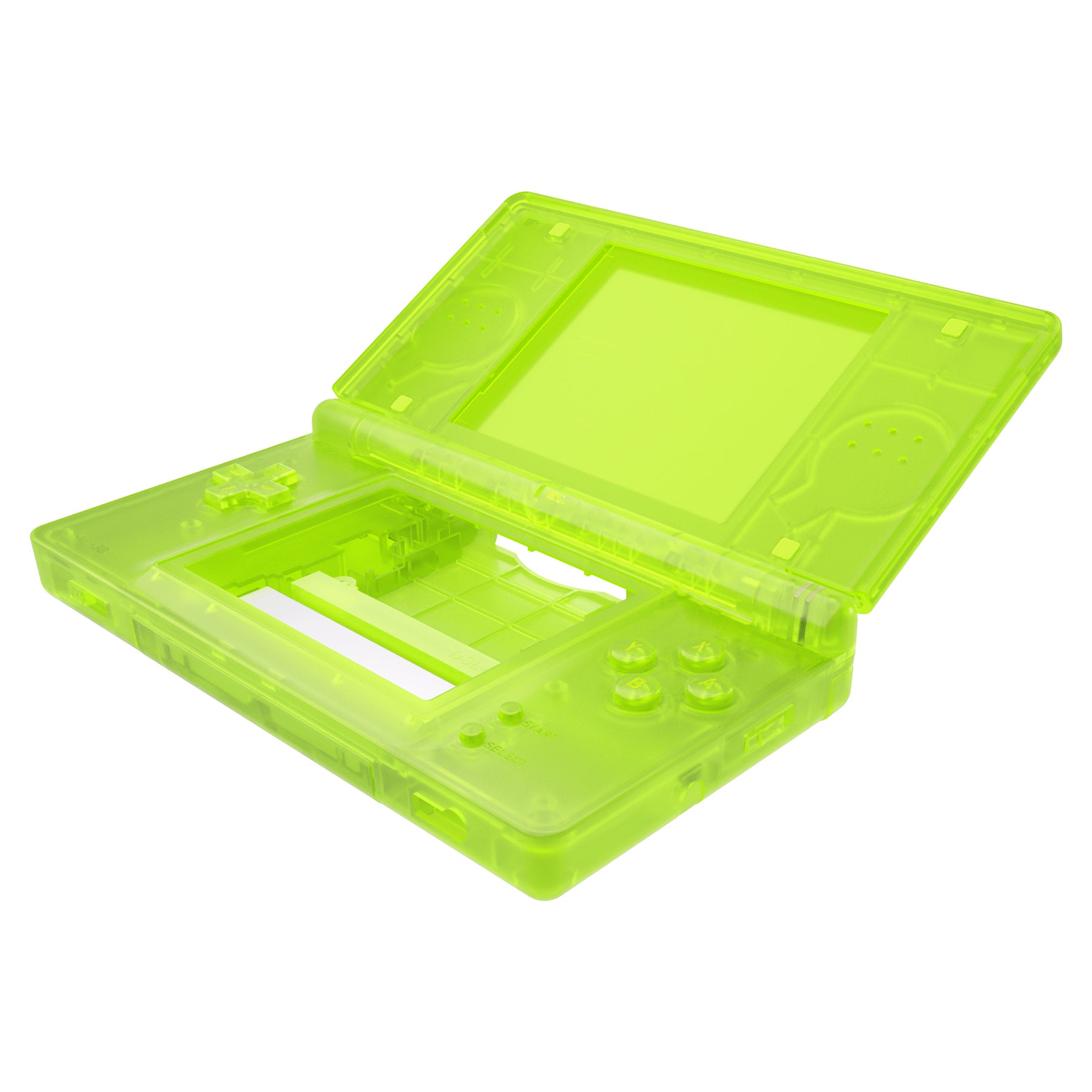 eXtremeRate Clear Lime Green Replacement Full Housing Shell for Nintendo DS Lite - Custom Handheld Console Case Cover with Buttons & Screen Lens (NDSL Compatible, Console NOT Included) | Perfect for Gaming Enthusiasts & DIY Console Modders | DSLM5010