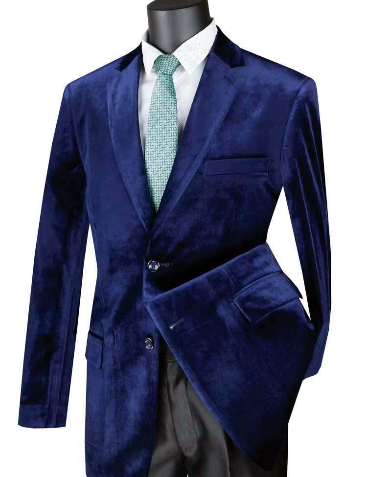 Premium Velvet Sport Coat for Men - Navy Blue Blazer for Formal & Casual Wear - Perfect for Weddings, Parties & Office Events