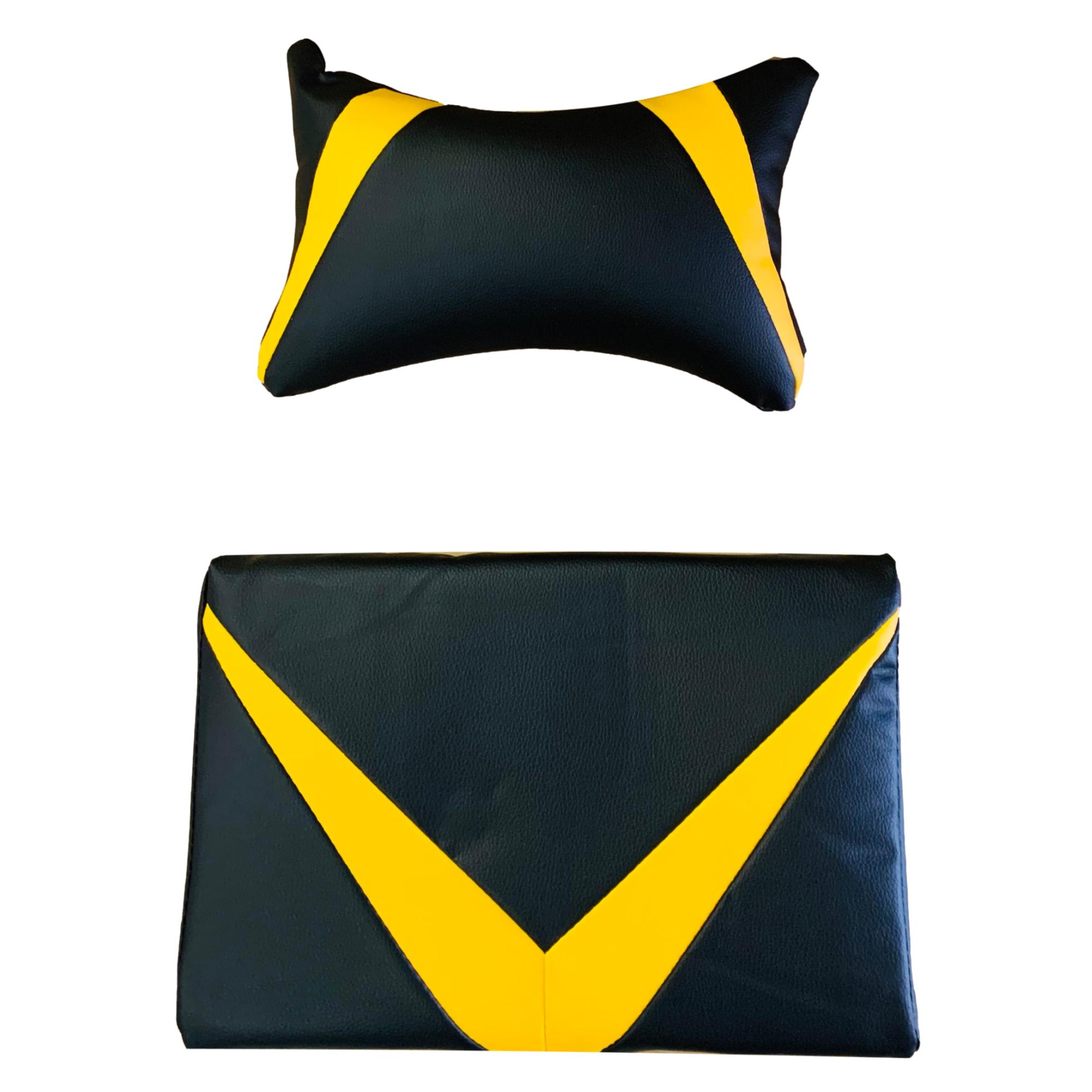 Best Gaming Pillow Set - Ergonomic Black & Yellow Memory Foam Support for Neck & Back - Perfect for PC, Console & Mobile Gaming, Office & Home Relaxation