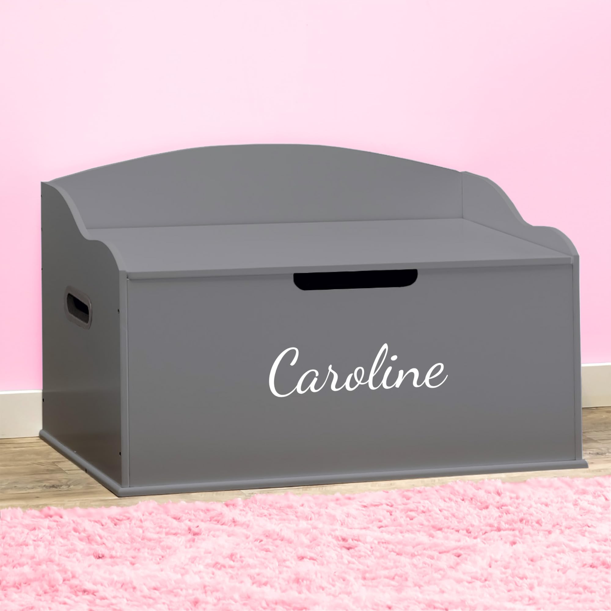 DIBSIES Personalized Creative Wonders Toy Box - Signature Series for Girls in Dovetail Grey | Perfect for Kids' Room Organization & Toy Storage