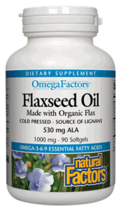 OmegaFactors® Flaxseed Oil 1000 mg - Premium Cold-Pressed Supplement for Heart & Brain Health - Supports Skin, Hair & Joint Care - Ideal for Daily Wellness Routine