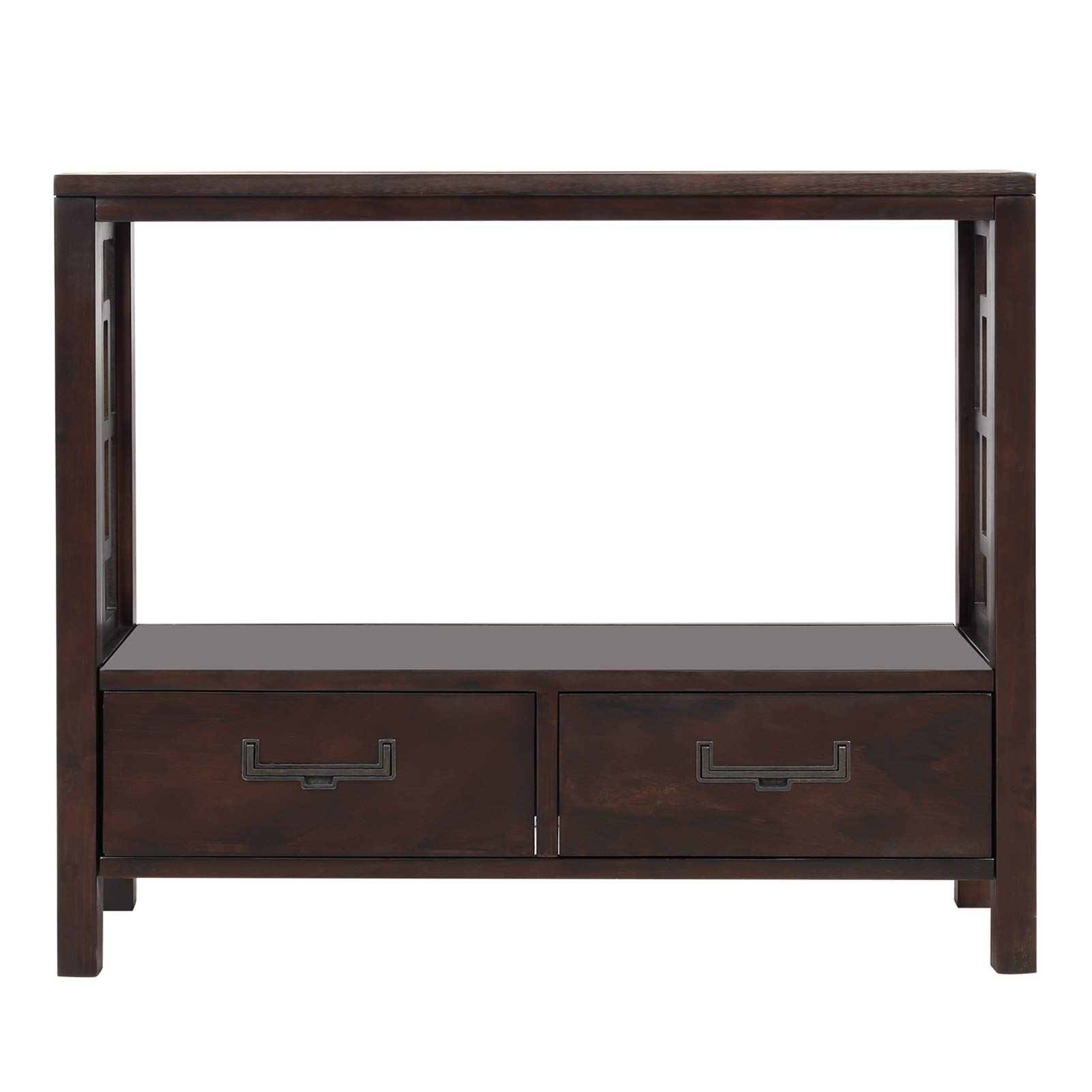 OCUhome Modern Farmhouse Entryway Console Table with 2 Drawers - Narrow Sofa Table for Hallway, Living Room & Foyer - Rustic Brown Wooden Storage Furniture for Small Spaces