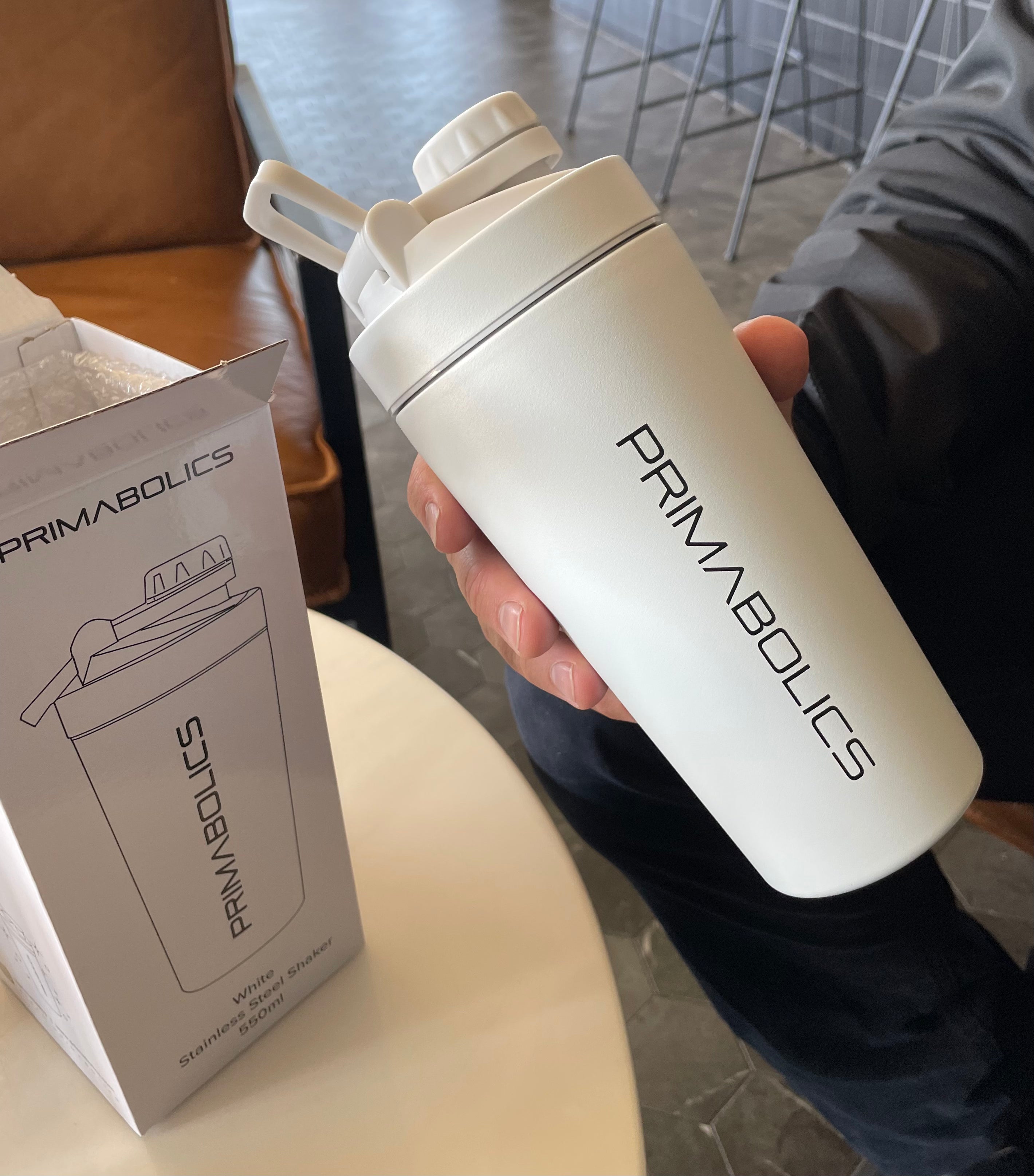 Primabolics Stainless Steel Protein Shaker Bottle - 20oz Leak-Proof Gym Water Bottle for Protein Shakes & Smoothies - Perfect for Workouts, Fitness & Bodybuilding