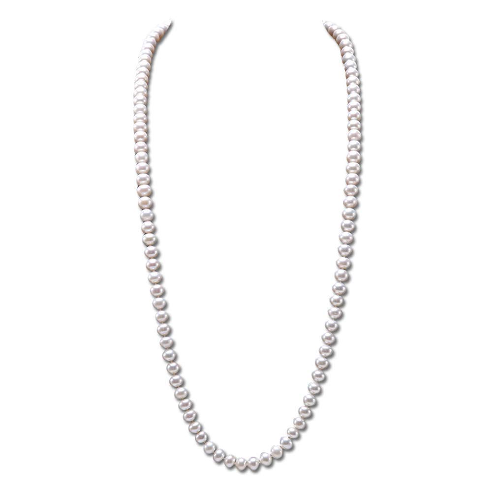 JYX AA White Cultured Pearl Necklace 7-8mm for Wedding & Gifts