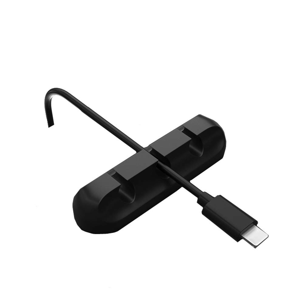 Cable Holder Clips - 3 Bay Cord Management Organizer with Adhesive Hooks for Power Charging Cords, Mouse Cables & USB Wires - Perfect for PC, Office & Home Workspace Organization