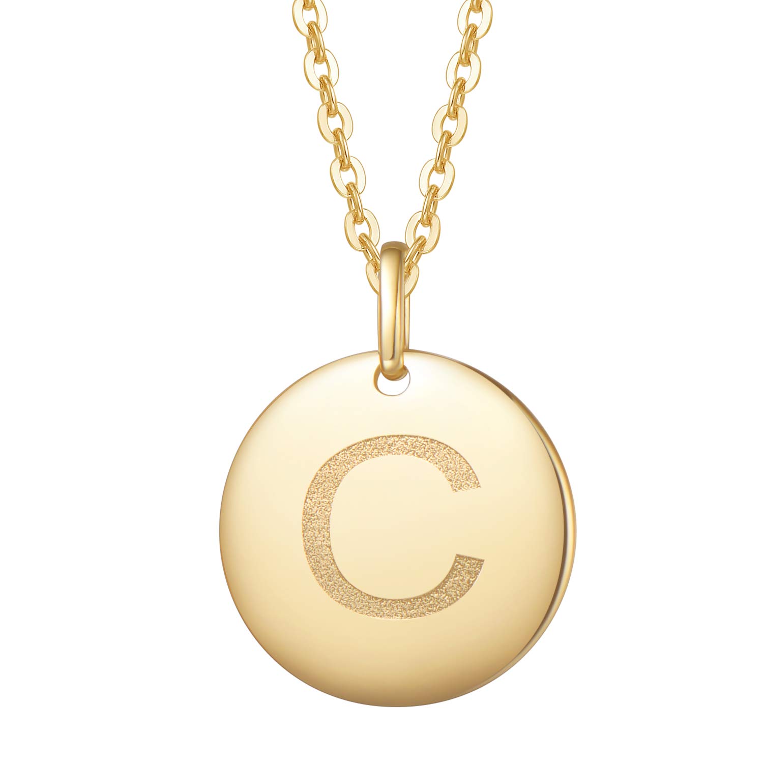 FANCIME 14K Solid Gold Initial Necklace for Women - Small Monogram Letter Pendant, 18