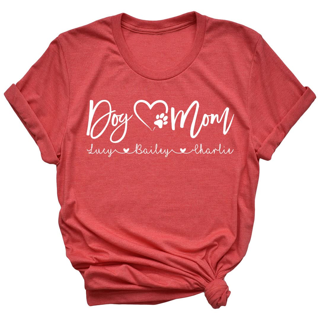Personalized Dog Mom T-Shirt - Custom Name Funny Dog Lover Shirt for Women - Cute Gift Idea for Pet Owners - Perfect for Birthdays, Mother's Day & Dog Walks