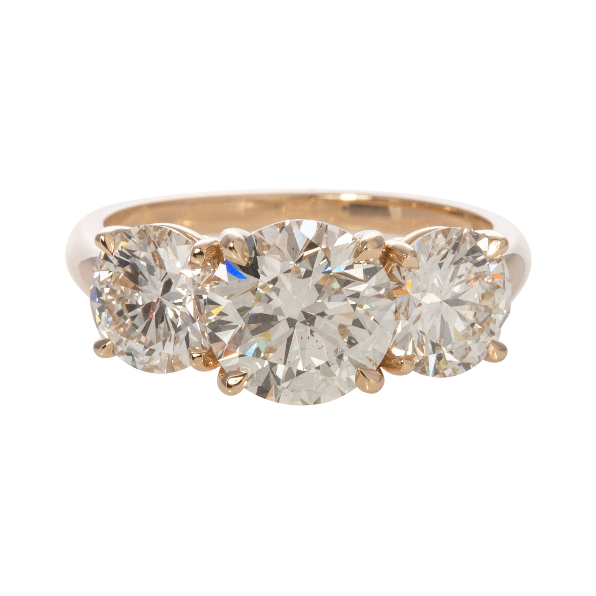 4ctw Round Brilliant Cut Diamond Three Stone 14K Gold Engagement Ring for Women - Perfect for Proposals, Anniversaries & Special Occasions