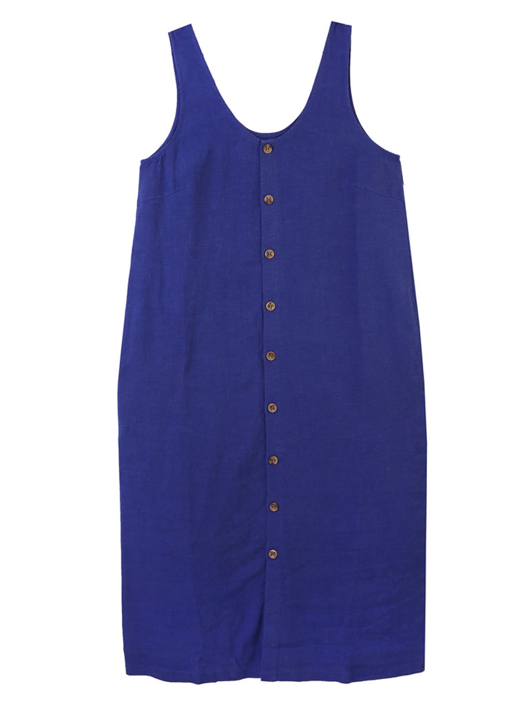 L.F. Markey Women's Cobalt Blue Button Front Dress - Casual & Office Wear, Perfect for Work, Date Night & Special Occasions