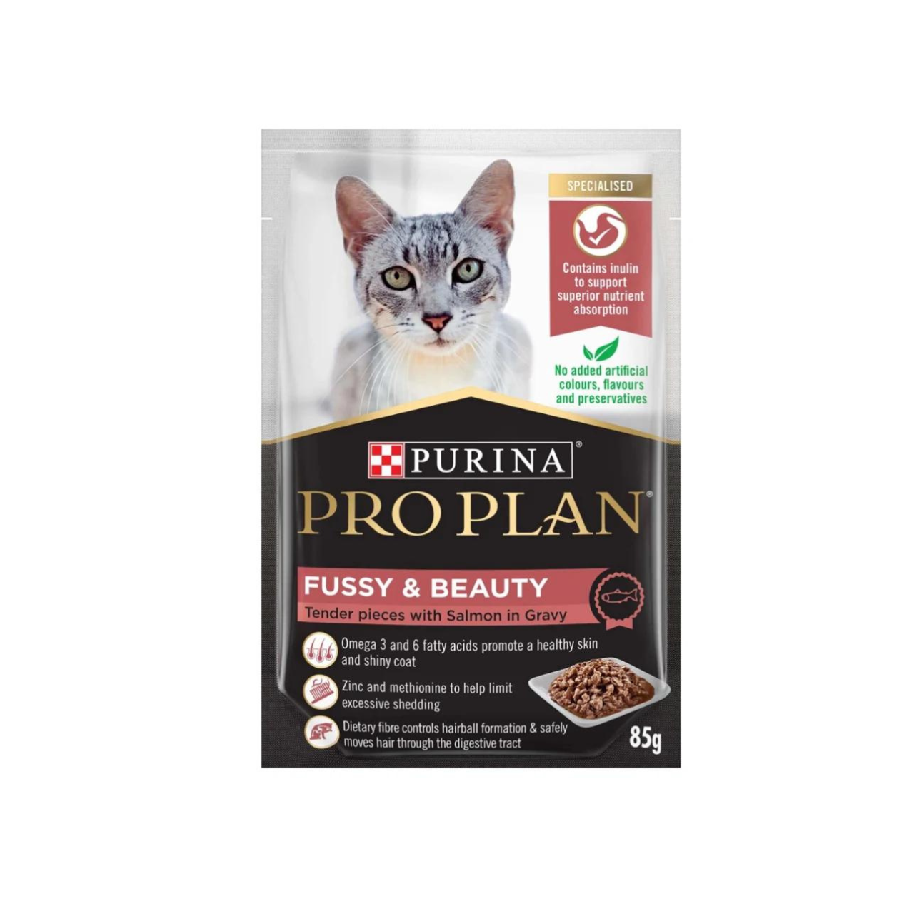 Purina PRO PLAN High Protein Wet Cat Food Pouches - Grain Free, 85g (3 oz) - Tuna & Salmon Recipe - Supports Immune Health & Digestion - Perfect for Adult Cats, Picky Eaters & Hydration Boost