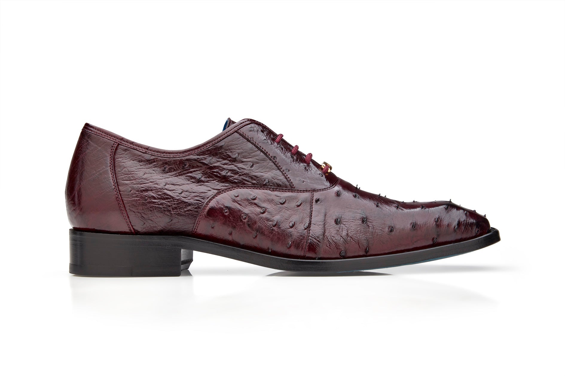 Belvedere Orlando Genuine Ostrich Quill Dress Shoes - Antique Dark Burgundy D01 | Premium Men's Formal Footwear for Business & Special Occasions