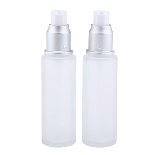 2Pcs Empty Glass Cosmetic Bottles with Pump - 50ml Travel-Sized Lotion Containers for Makeup, Skincare & Toiletries | Perfect for Travel, Gym & Home Use