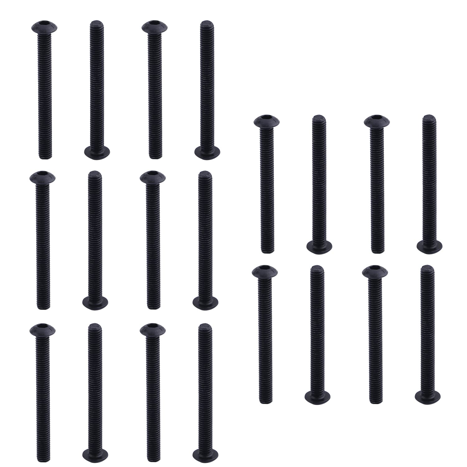 50Pcs M3x30mm Hex Socket Head Screws - Black Carbon Steel Fasteners for Furniture Assembly
