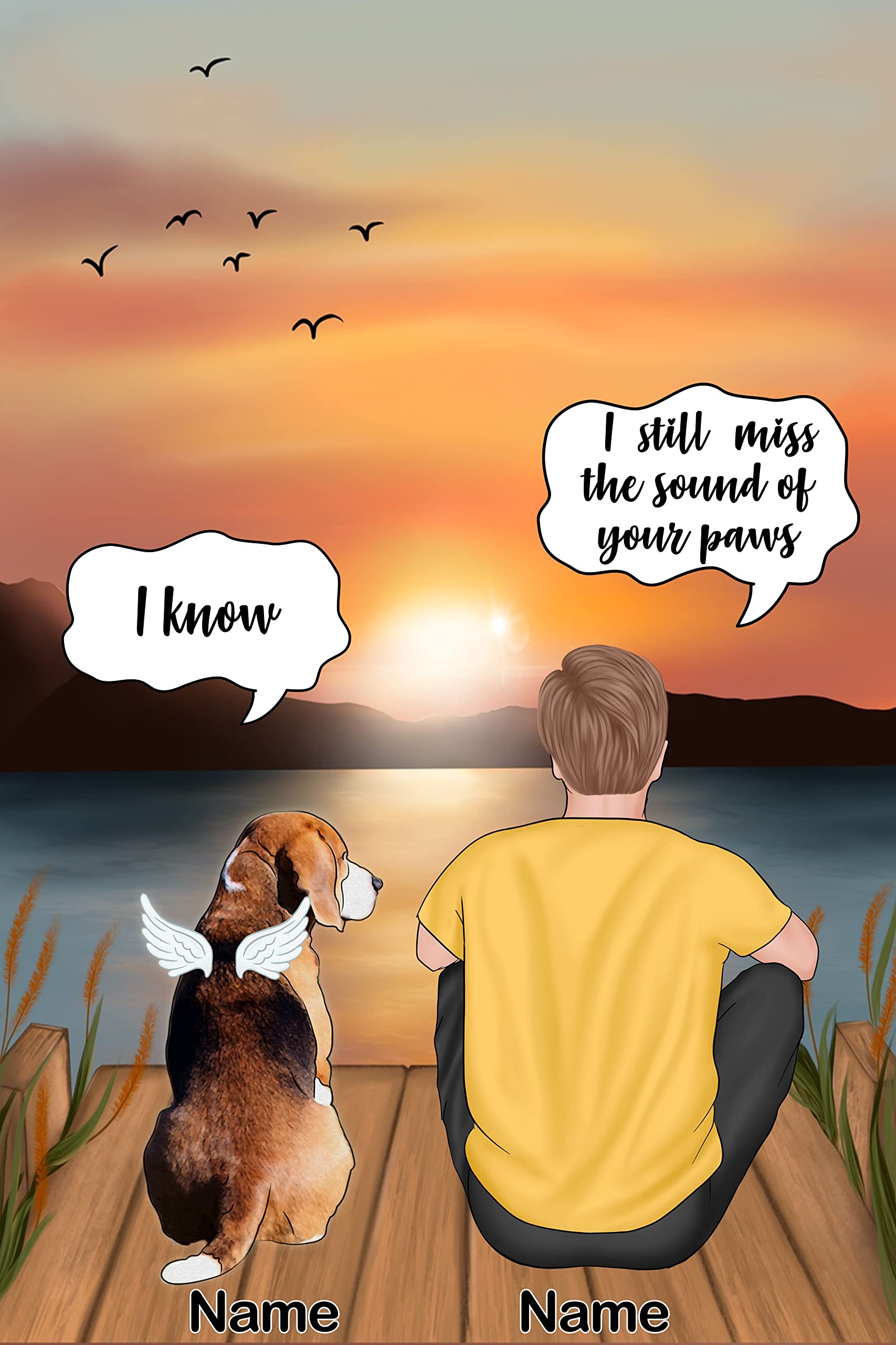 Custom Dog Memorial Poster - Personalized Dog Dad & Dog Lover Gift - Handmade Dog Portrait Art Print (24x36 Inch) - Perfect for Pet Loss Remembrance & Home Decor