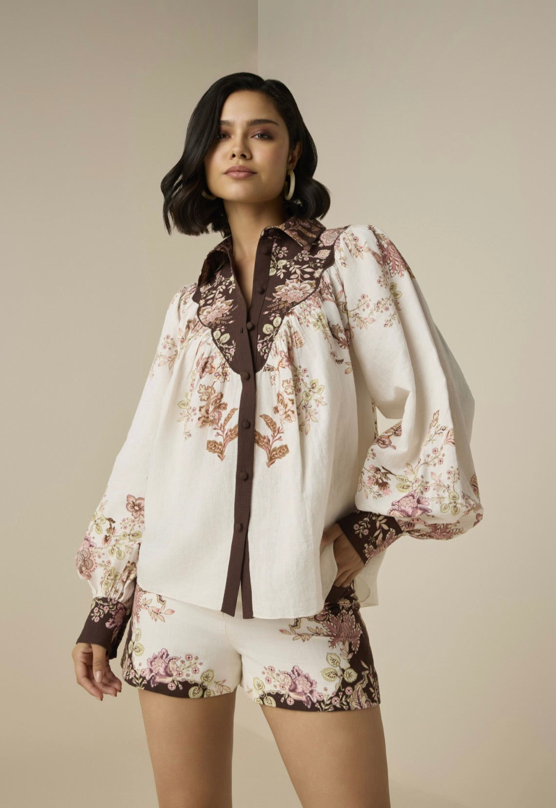 Diza Yoke Shirt for Women - Stylish Floral Embroidered Blouse with V-Neck Design | Perfect for Casual Outings, Office Wear & Date Nights