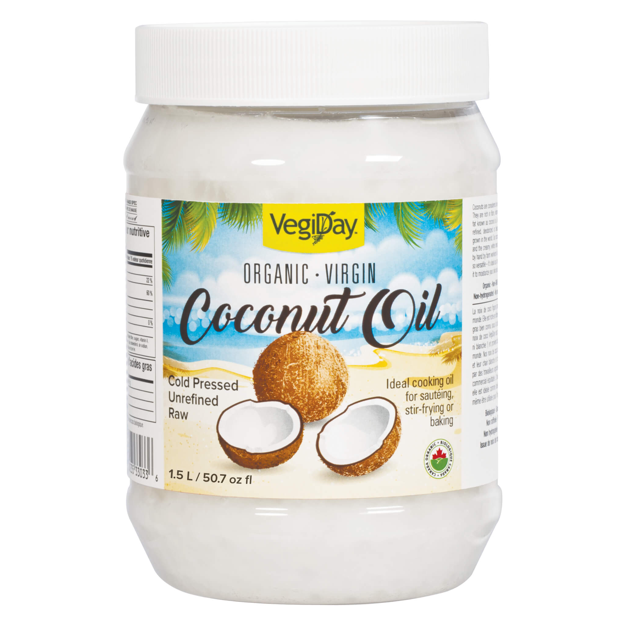 Organic Virgin Raw Coconut Oil - 1.5 Liter (51 oz) Cold Pressed Unrefined for Cooking, Hair & Skin Care - Perfect for Baking, Smoothies & Natural Beauty Treatments