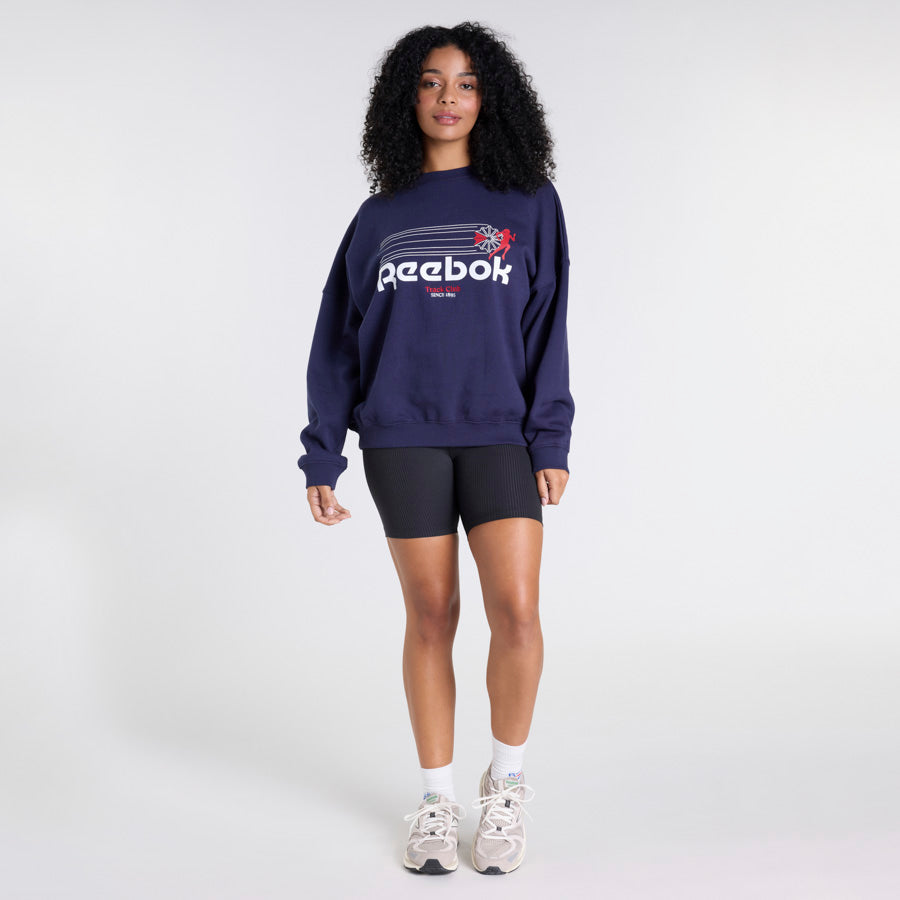 Vintage Washed Navy Running Crewneck Sweatshirt - Retro Athletic Style for Men & Women - Perfect for Jogging, Gym & Casual Wear
